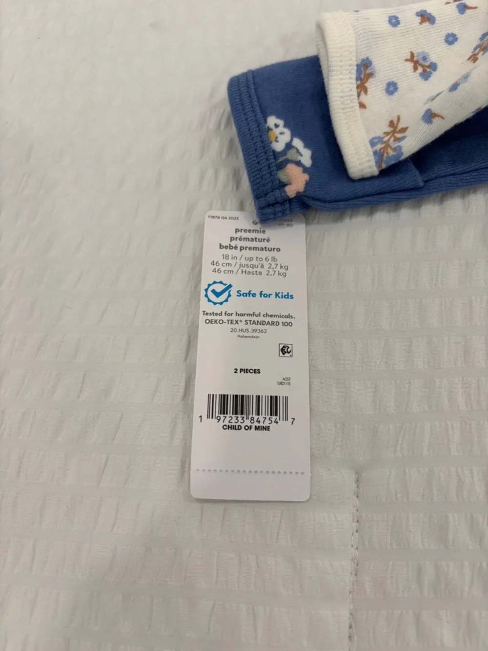 NWT‎ Carters Blue Floral Footed zip up One-Piece Set (2-Pack)